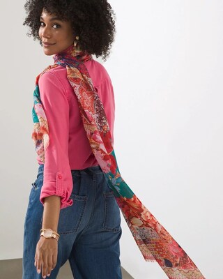 Red Tapestry Print Oblong Scarf