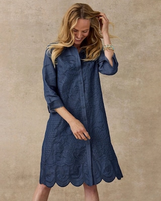 Denim Embroidered Dress