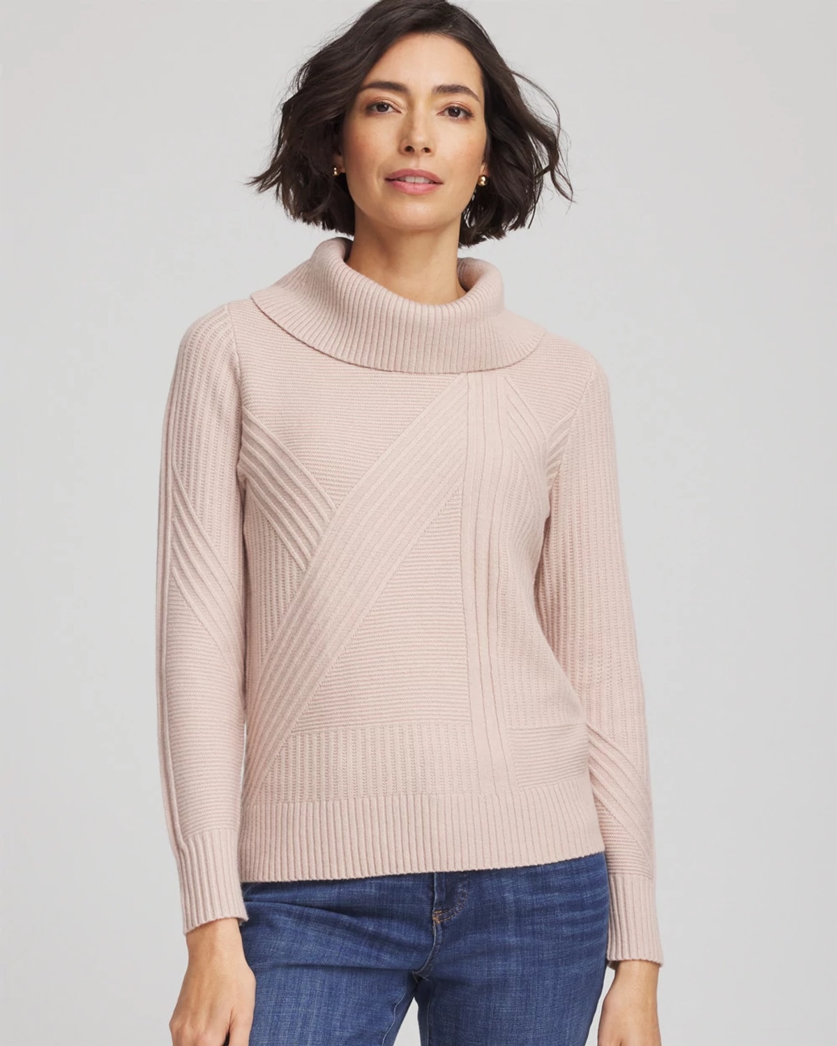 Chico's Ribbed Cowlneck Sweater In Birch Bark In Brown