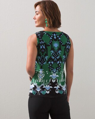 Linen-Blend Ikat Jacquard Tank