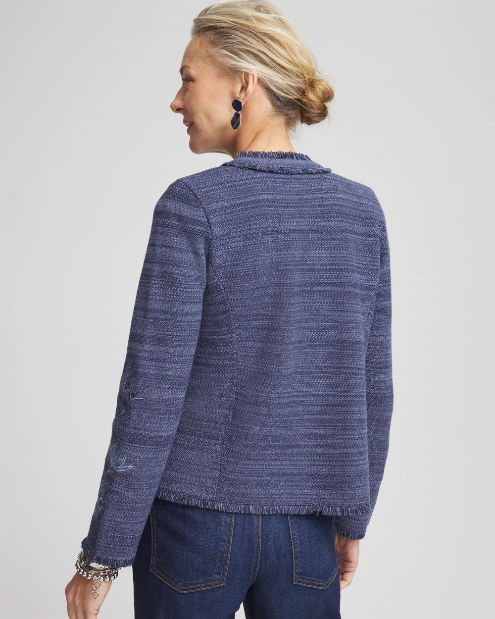 Embroidered Denim Cardigan