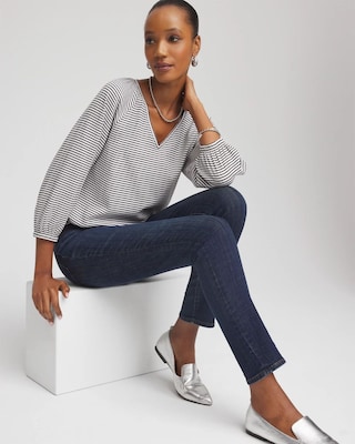 Striped Crinkled Raglan Top click to view larger image.