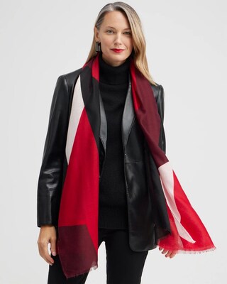 Red Geo Print Oblong Scarf