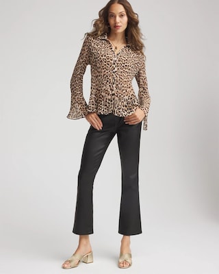Animal-Print Pleated Georgette Blouse click to view larger image.