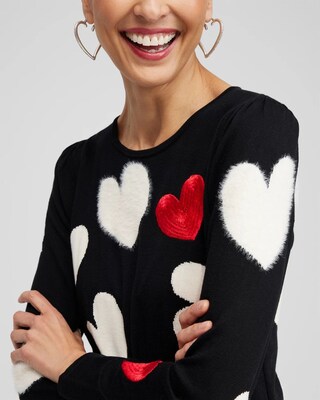Fuzzy Hearts Pullover Sweater