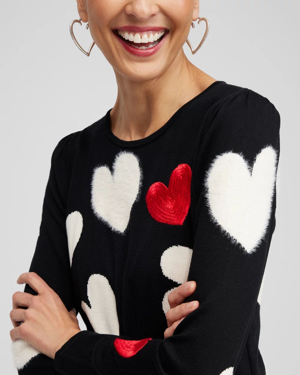 Fuzzy Hearts Pullover Sweater