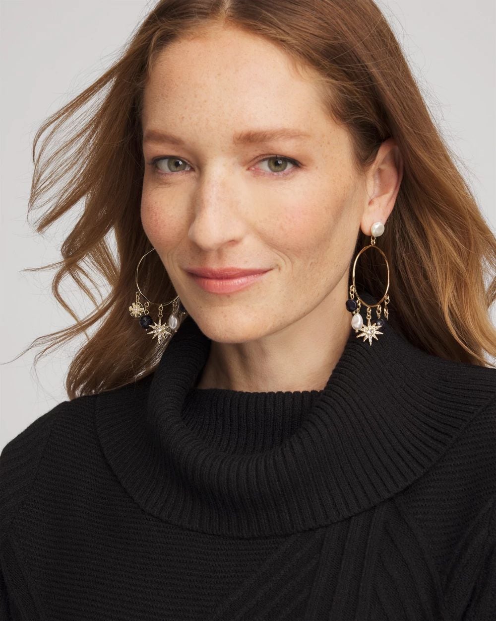 Starry Night Charm Hoop Earrings