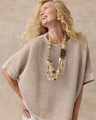 Sequin Boatneck Rounded Hem Poncho