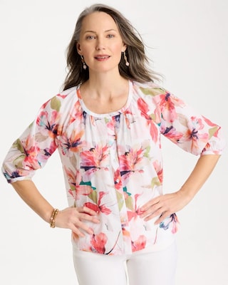 Cotton Voile Croix Collage Blouse