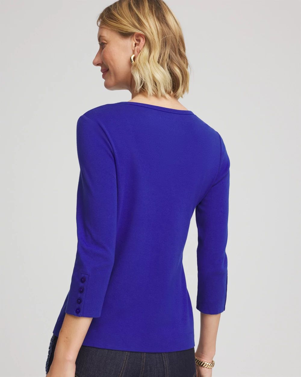 Pima Cotton Crewneck Button Tee