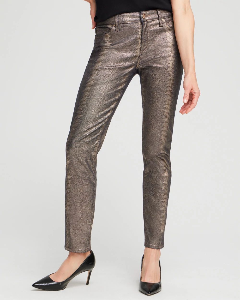 Petite Girlfriend Coated Ankle Jeans