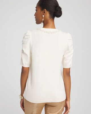 Ruched Sleeves Cashmere Blend Sweater click to view larger image.