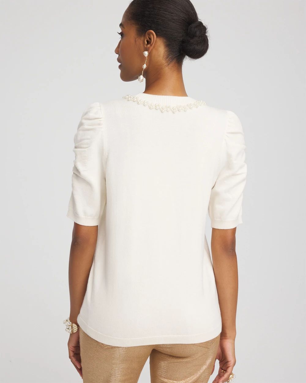 Ruched Sleeves Cashmere Blend Sweater