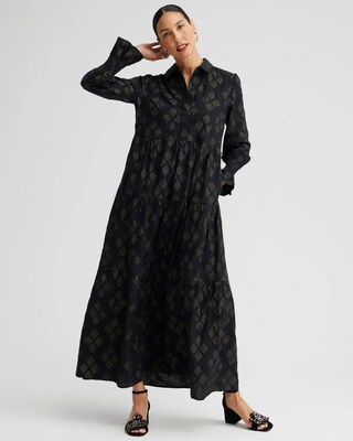 Lurex Tiered Shirt Dress