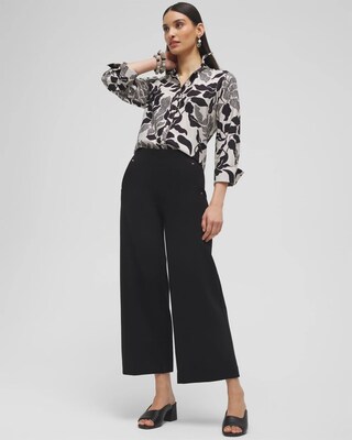 Petite Juliet Ponte Wide Leg Cropped Pants click to view larger image.