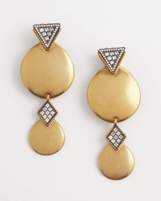 Gold Tone Pavé Clip On Drop Earrings