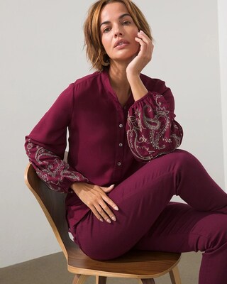 Embellished Sleeve Pullover Top