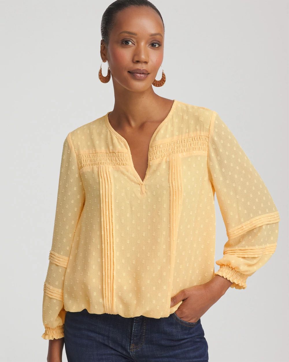 Clip-Dot Peasant Blouse