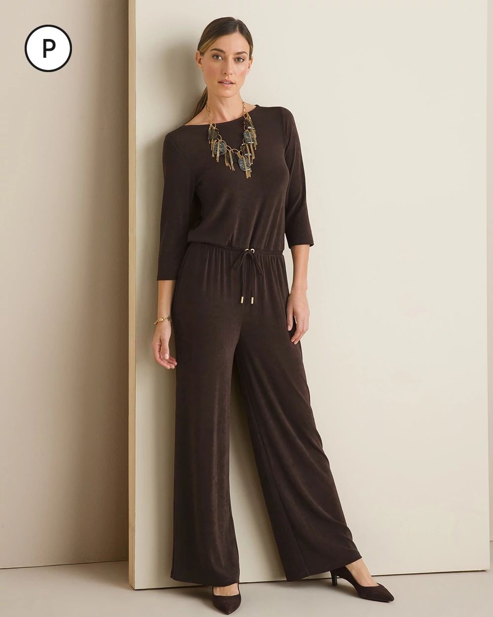 Travelers Classic Petite 3/4-Sleeve Jumpsuit
