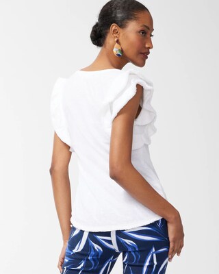 Linen Blend Flutter Sleeve Top