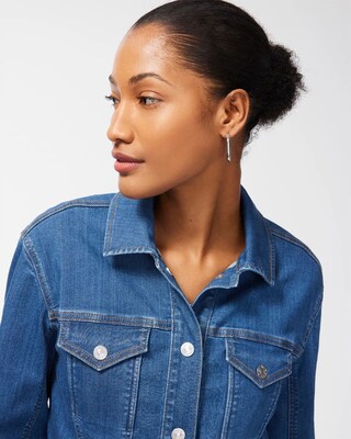 3/4 Sleeve Cropped Denim Jacket