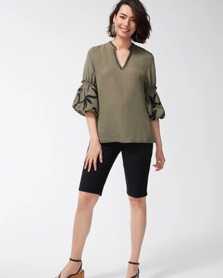 Linen Blend Lantern Sleeve Top