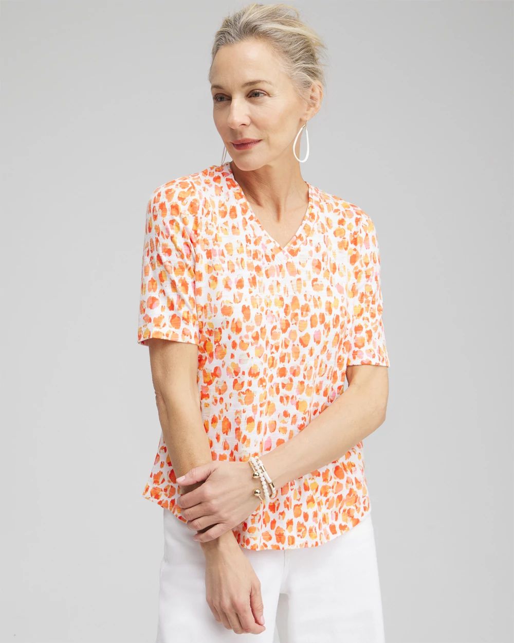 Dots Elbow Sleeve A-line Tee