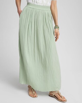 Pull-on Pleated Maxi Skirt