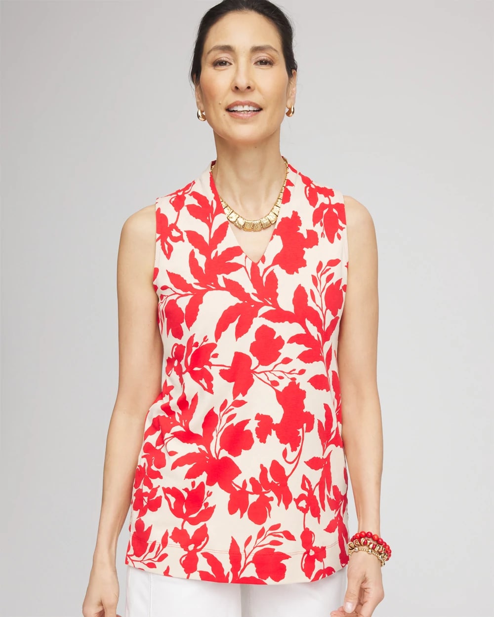 Floral Sleeveless V-Neck Tunic, photo 1 of 5
