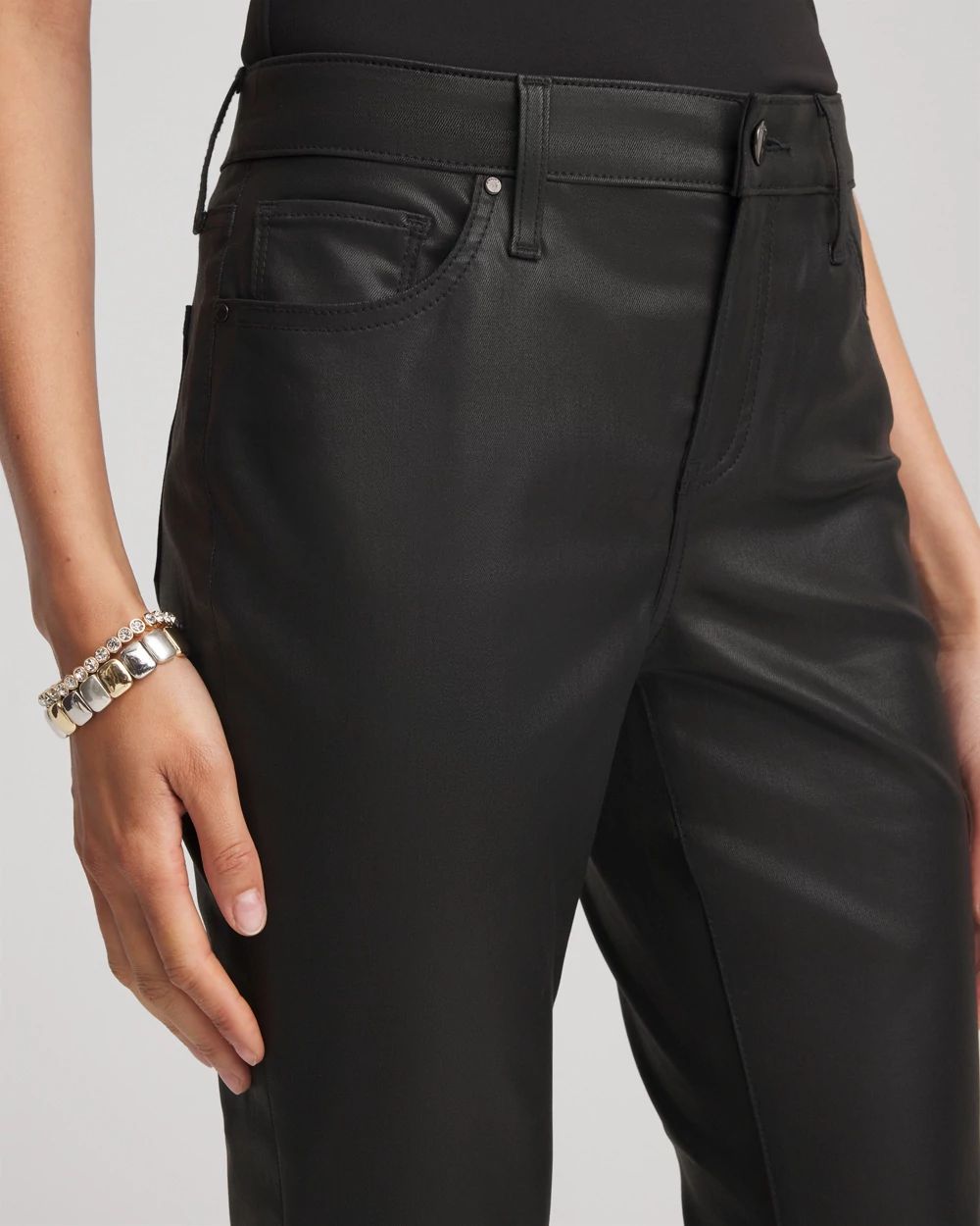 Coated Girlfriend Cropped Flared Jeans