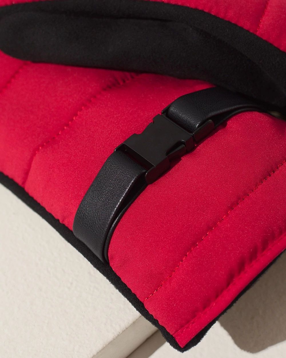 Red Quilted Buckle Gloves