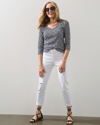 Pima Paisley Print V-Neck Tee