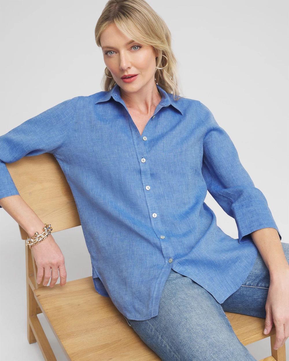 No Iron™ Linen 3/4 Sleeve Shirt