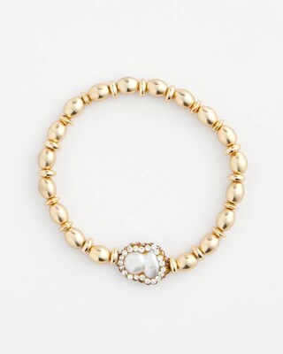 Goldtone Freshwater Pearl Stretch Bracelet