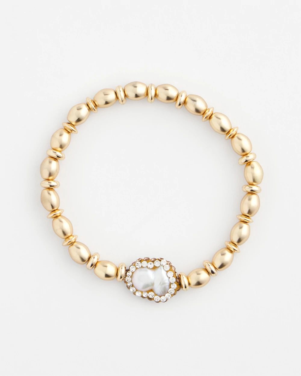Goldtone Freshwater Pearl Stretch Bracelet