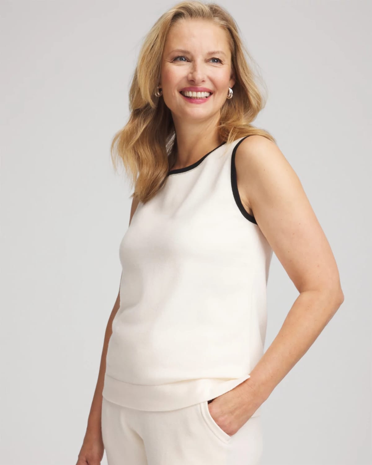 Chico's Luxe Cashmere-blend Tank In Cream