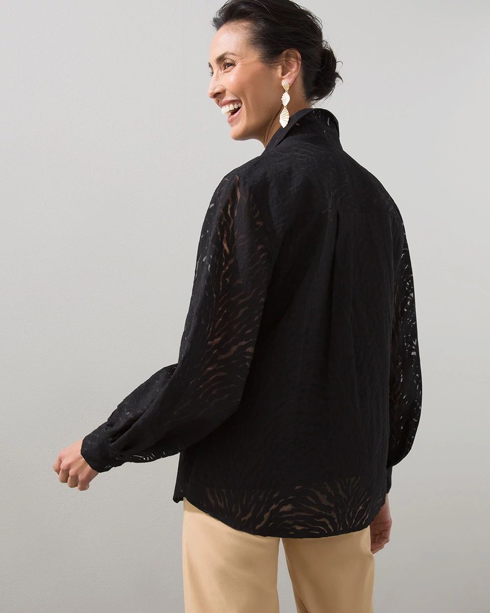 Zebra Burnout Billow Sleeve Shirt