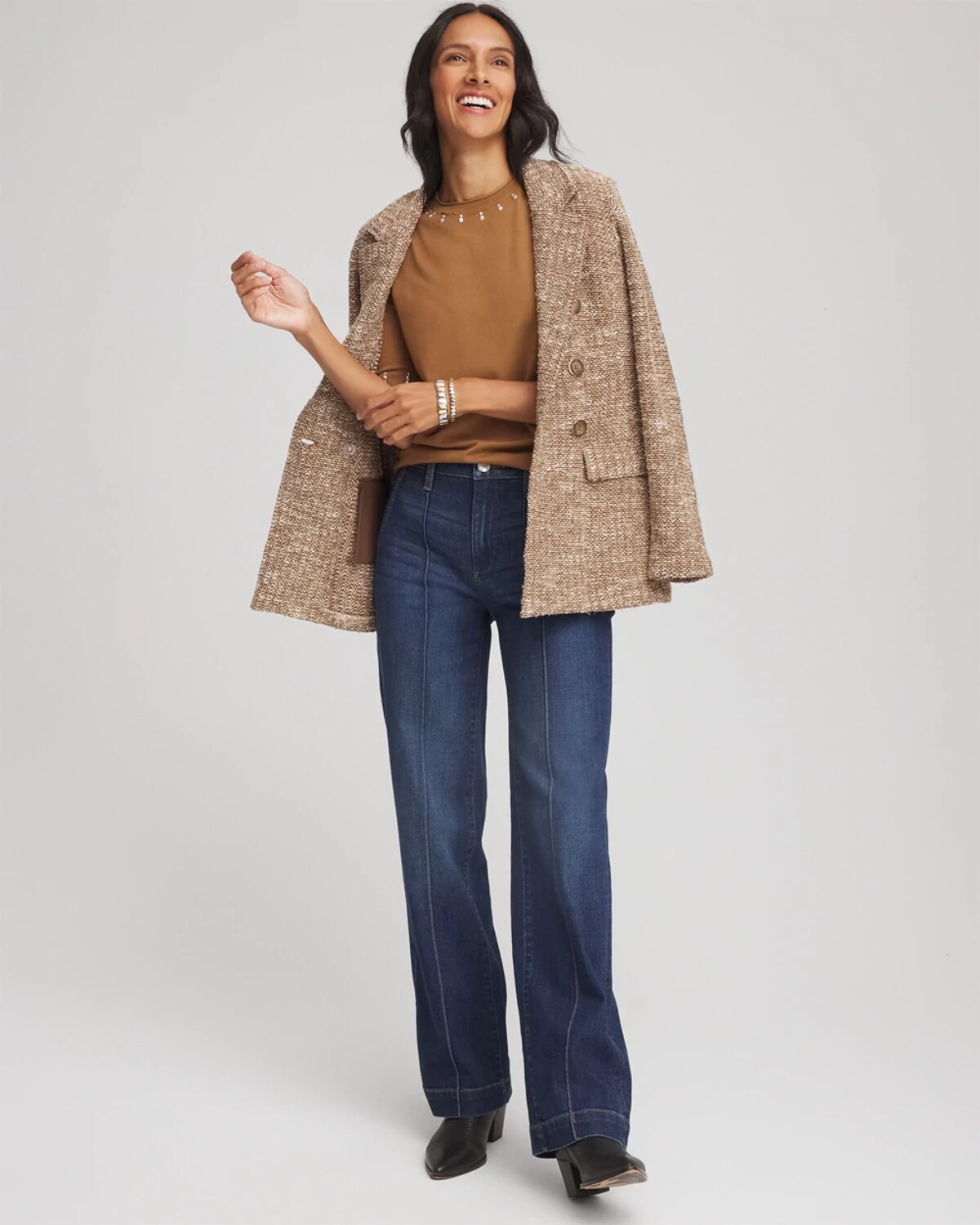Chico's Ella Embellished Classic-fit Sweater Tee In Burnt Sienna In Brown