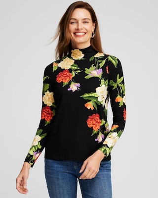 Touch of Cool™ Floral Mock Neck Layering Tee