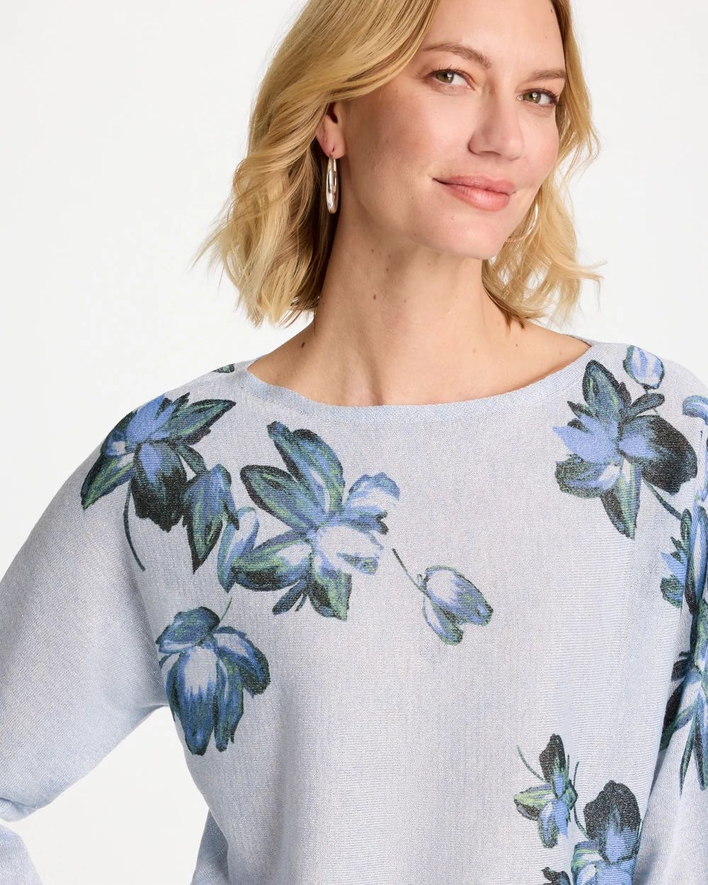 Floral Print Pullover Sweater click to view larger image.