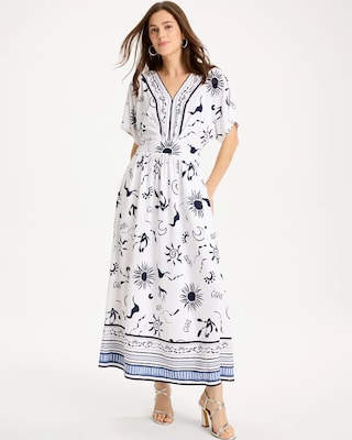 Petite Slub Flutter-Sleeve Vacation Dress