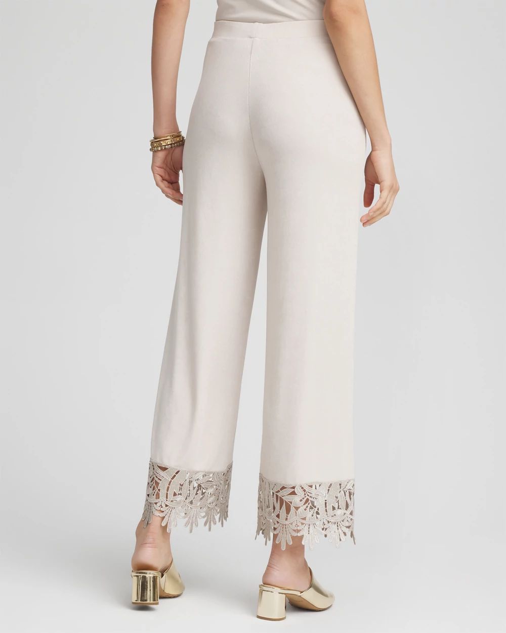 Petite Travelers™ Lace Trim Cropped Pants