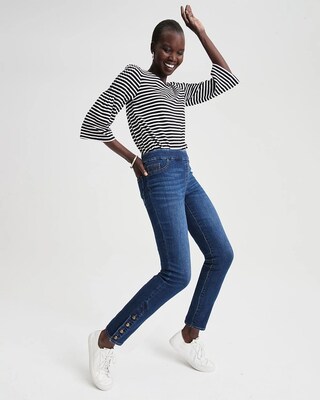 Button Hem Pull-on Ankle Jeggings