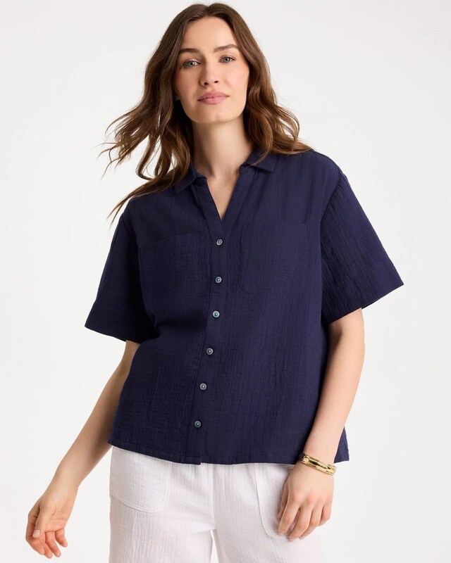 Cotton Gauze Camp Shirt - image 1