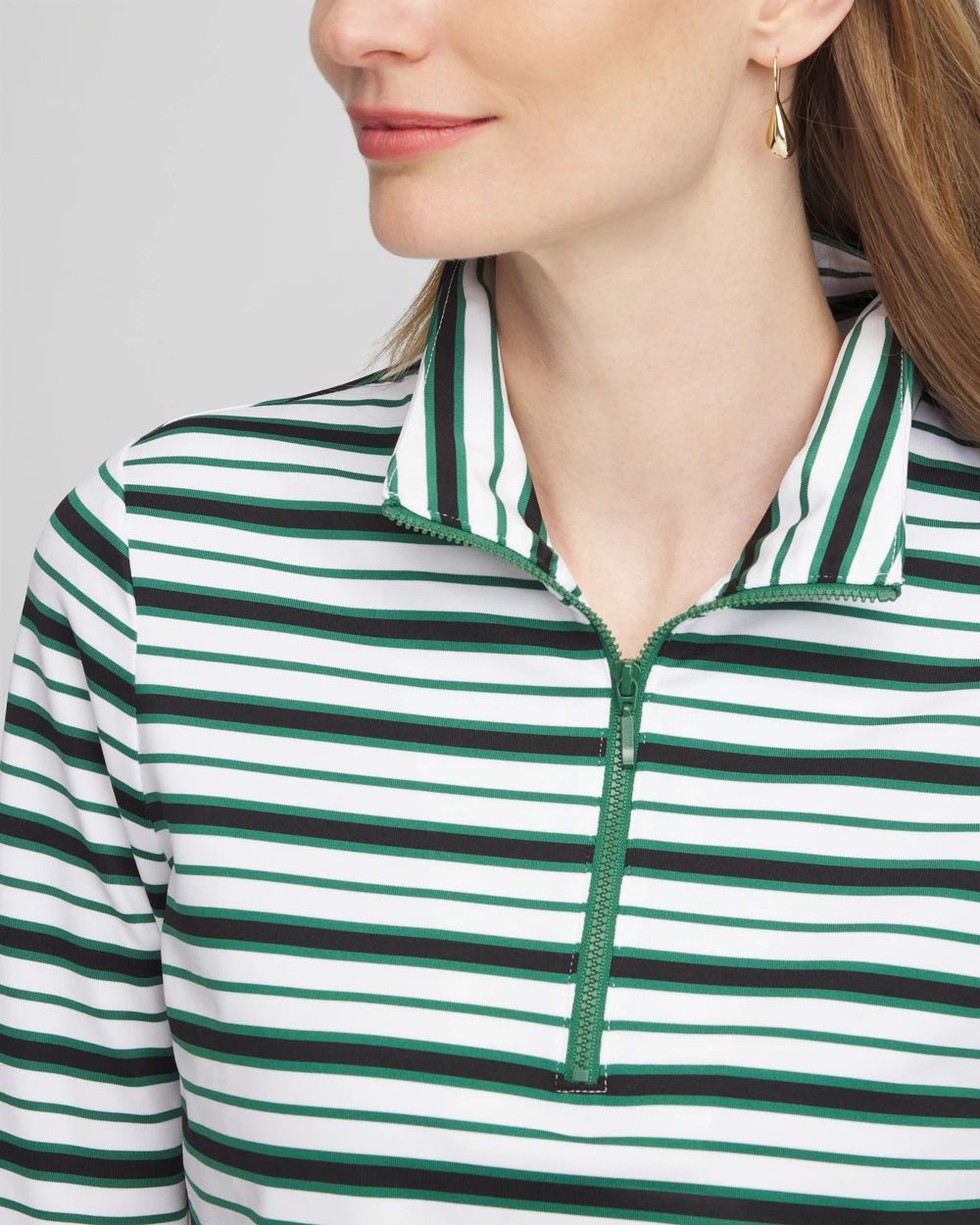 Zenergy® UPF Striped Mock Neck Golf Top