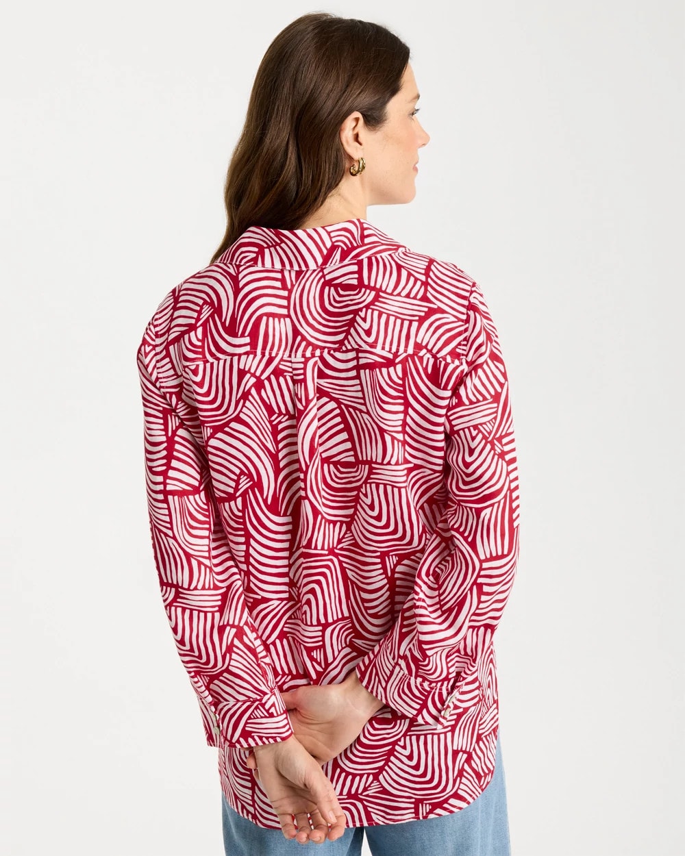 No Iron Linen Geo Print Shirt