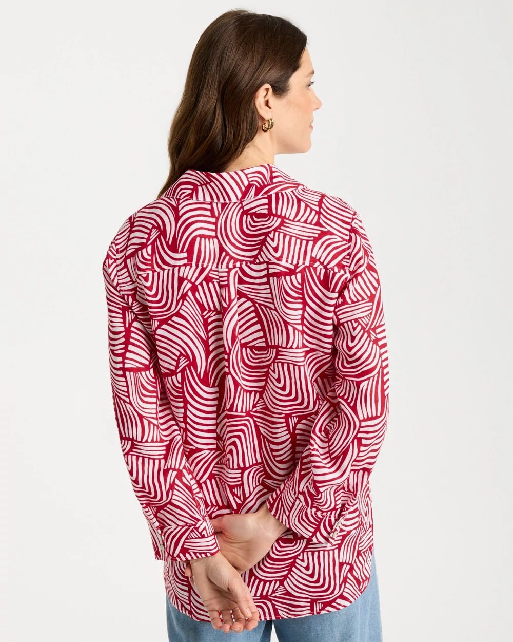 No Iron Linen Geo Print Shirt click to view larger image.