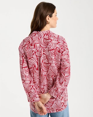 No Iron Linen Geo Print Shirt click to view larger image.