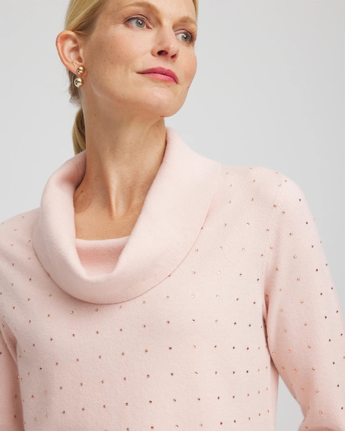 Chico's Luxe Diamante Cowlneck Tunic In Pink In Pink