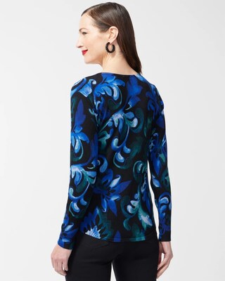 Blue Scrolls V-neck Pullover Sweater